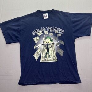 Show Me The Money Tank Vtg Y2K Graphic T Shirt TNT Trau Loevner Blue Large